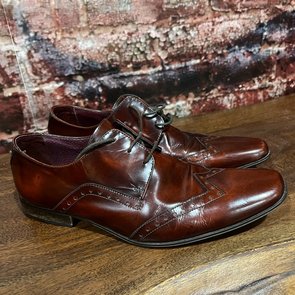 Men's Italian Brown Leather Dress Shoes (Marco Ferritti) - Picture 2 of 6